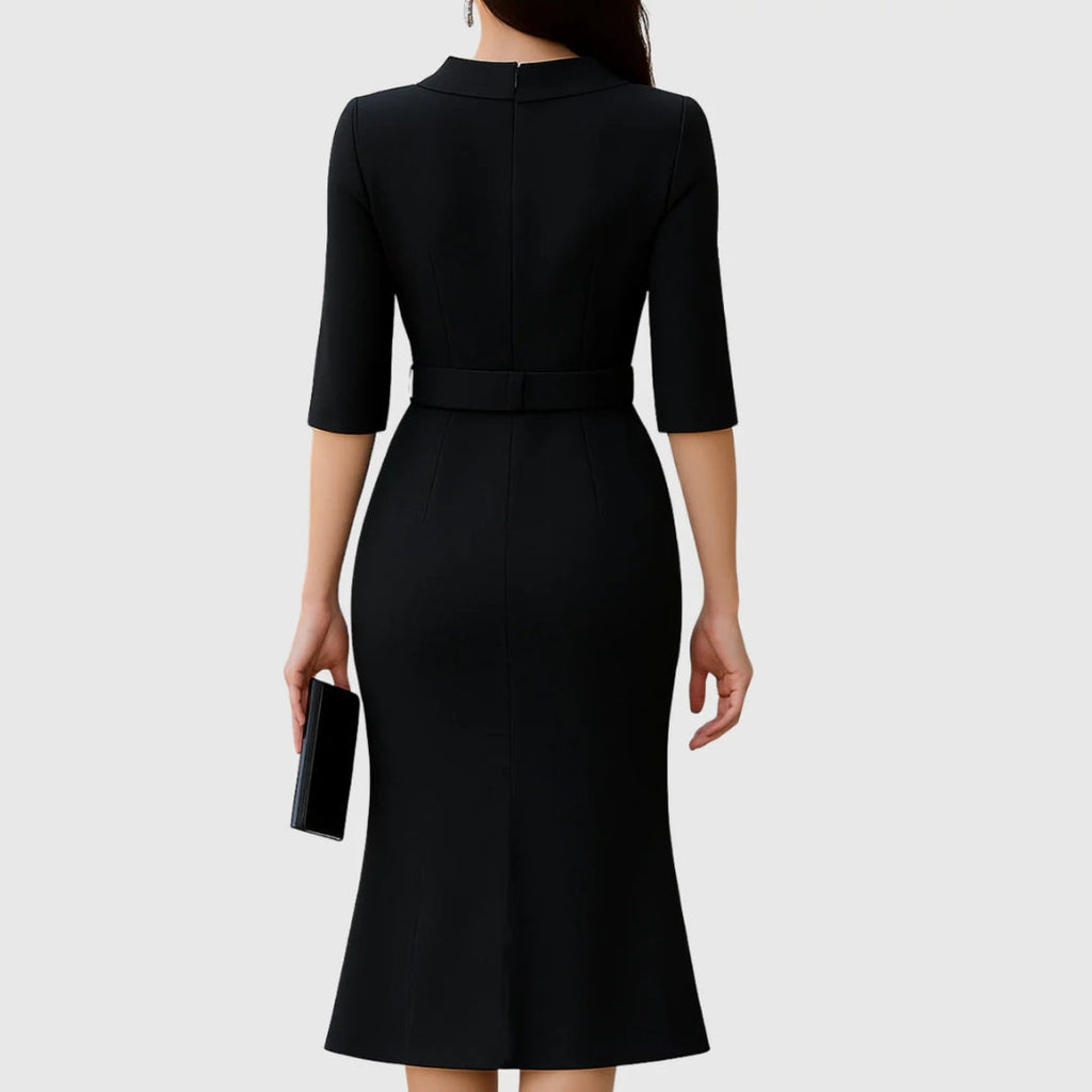 Elegantes Midikleid für Damen mit Gürtel und tailliertem Schnitt für zeitlosen Stil