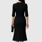 Elegantes Midikleid für Damen mit Gürtel und tailliertem Schnitt für zeitlosen Stil