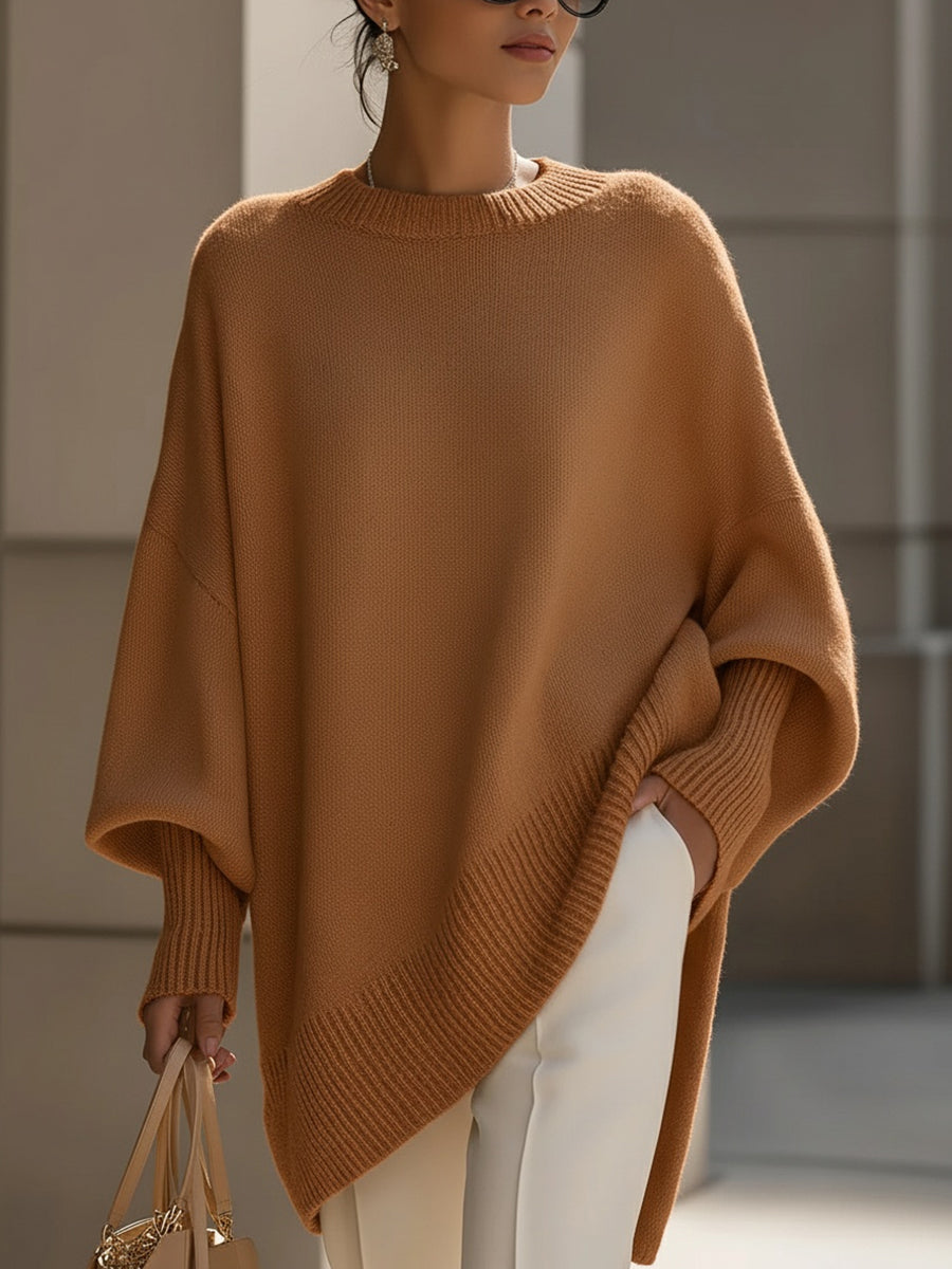 Poncho-pull en maille oversize pour femme
