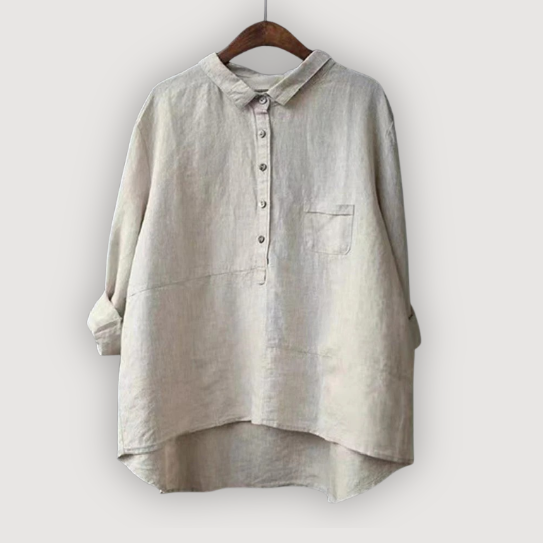 Chemise tunique décontractée pour femme à patte de boutonnage mi-longue