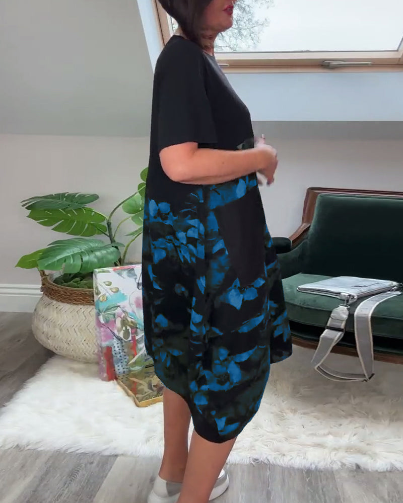 Women's Floral Panel Midi Dress