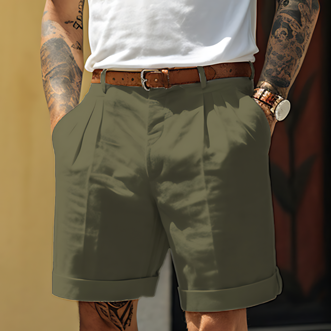 Men's Tailored Cotton Shorts with Pleated Front for Smart Casual Wear