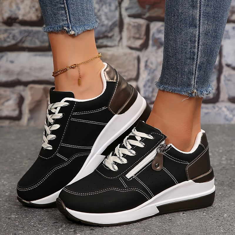 Damskie lekkie sneakersy z bocznym zamkiem błyskawicznym