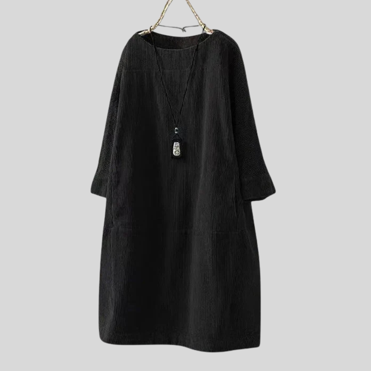 Abito da donna in velluto a coste dalla vestibilità comoda con tasche