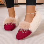 Mules chaussons pour femme bordés de fausse fourrure