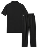 Men's Textured Half-Zip Polo & Trousers Set