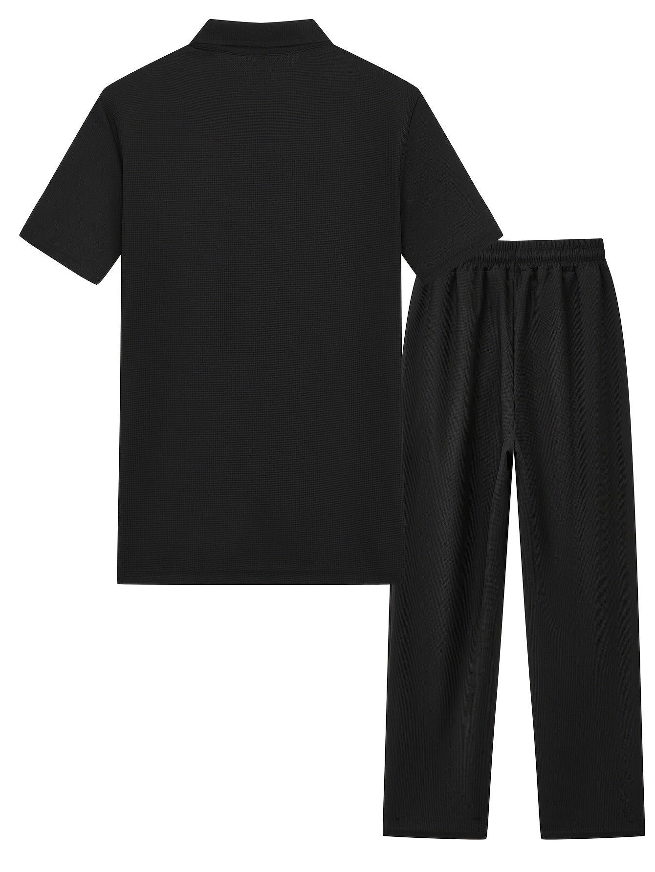 Men's Textured Half-Zip Polo & Trousers Set