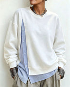 Oversized sweatshirt til kvinder med kontrastpaneler og rund hals