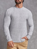Maglione da uomo a coste con scollo girocollo