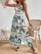 Damen-Maxikleid mit Blumenmuster und V-Ausschnitt