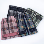 Gants à carreaux pour femme avec poignets à boutons