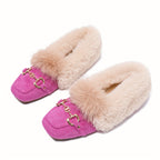 Mules chaussons pour femme bordés de fausse fourrure