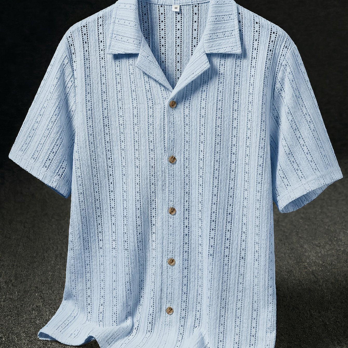 Men's Textured Open Knit Button-Up Resort Shirt