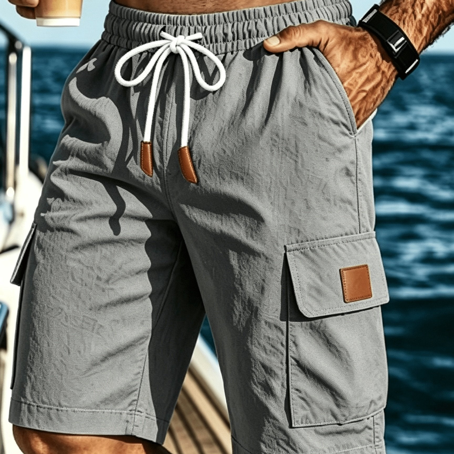 Herren-Cargoshorts mit Kordelzug