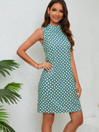 Women’s Geometric Print Sleeveless Dress with Elegant Relaxed Fit