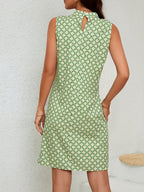 Women’s Geometric Print Sleeveless Dress with Elegant Relaxed Fit