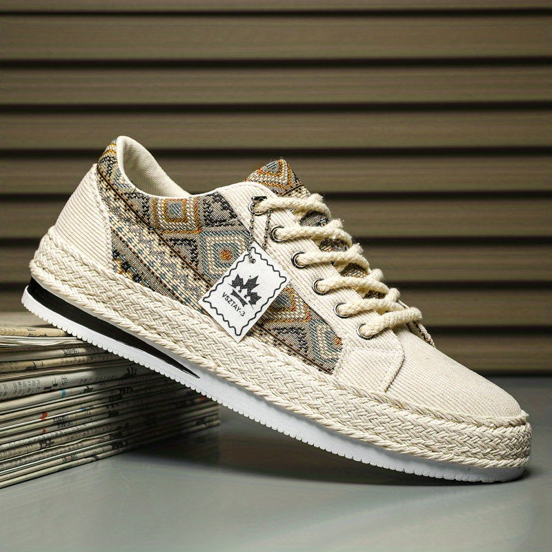 Mønstrede fritidssneakers med snørebånd til mænd