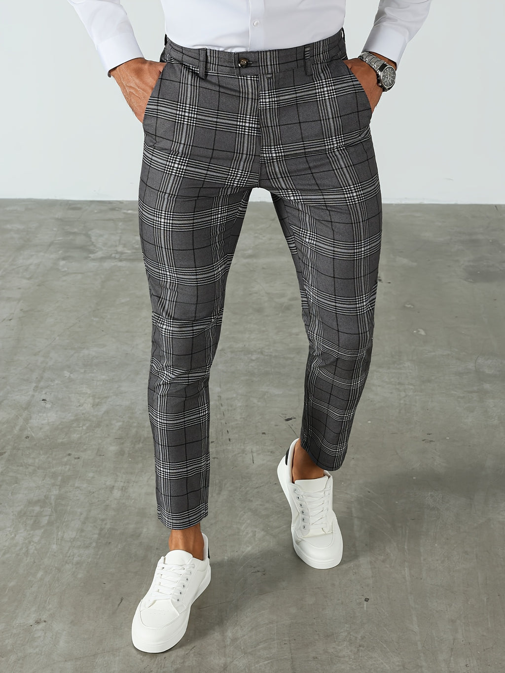 Herren-Slim-Fit-Hose mit Karomuster