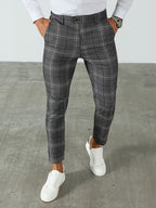 Herren-Slim-Fit-Hose mit Karomuster