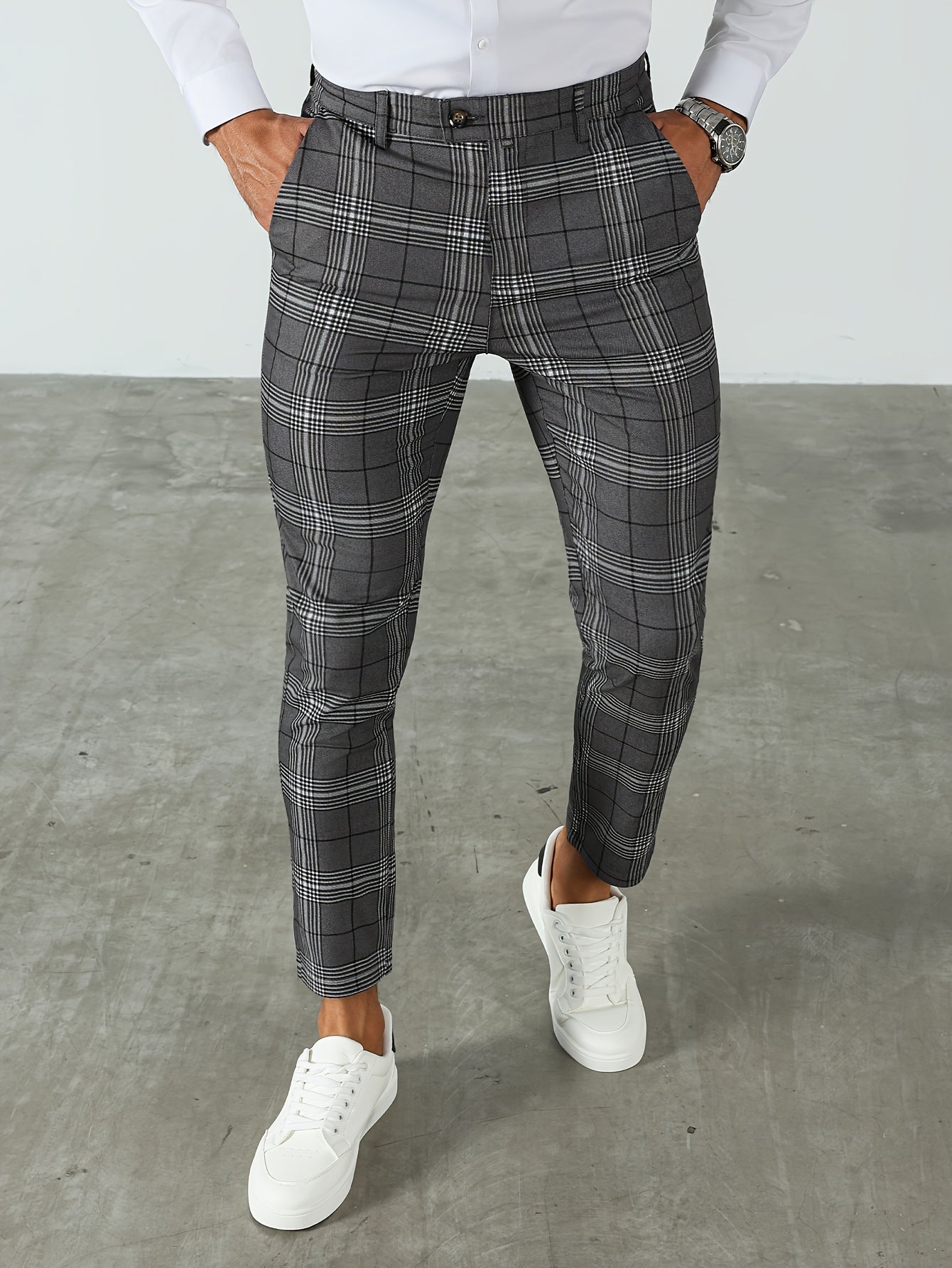 Herren-Slim-Fit-Hose mit Karomuster