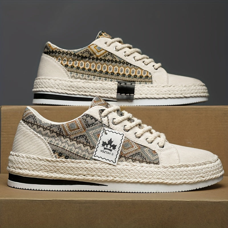 Mønstrede fritidssneakers med snørebånd til mænd