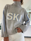 Women's Turtleneck Sweater with Ski Lettering