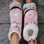 Women’s Plush Heart Pom-Pom Indoor Slipper Boots