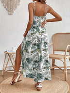Damen-Maxikleid mit Blumenmuster und V-Ausschnitt
