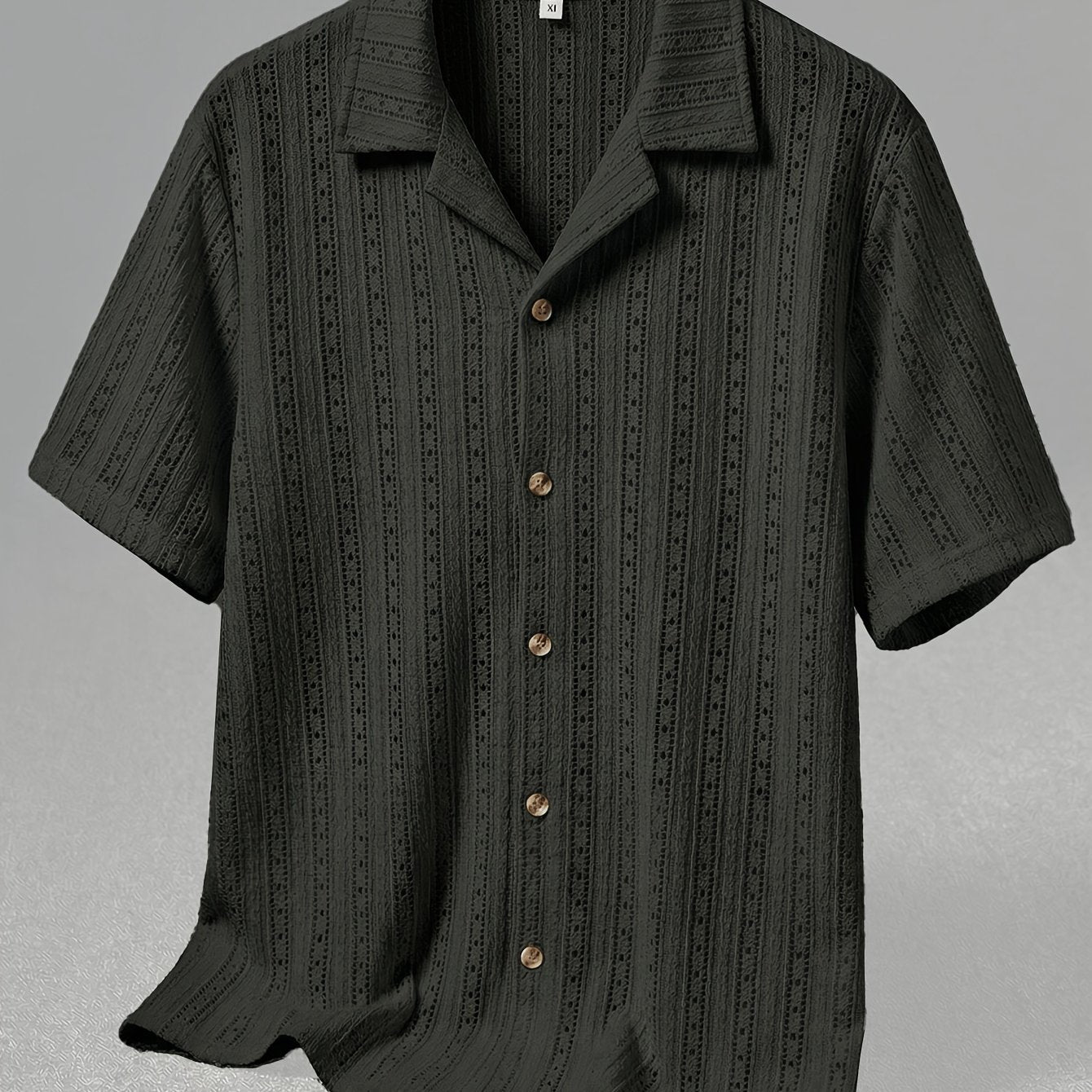 Men's Textured Open Knit Button-Up Resort Shirt