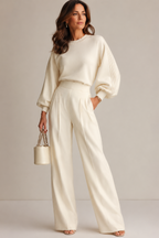 Conjunto de dos piezas de pantalón de pierna ancha para mujer