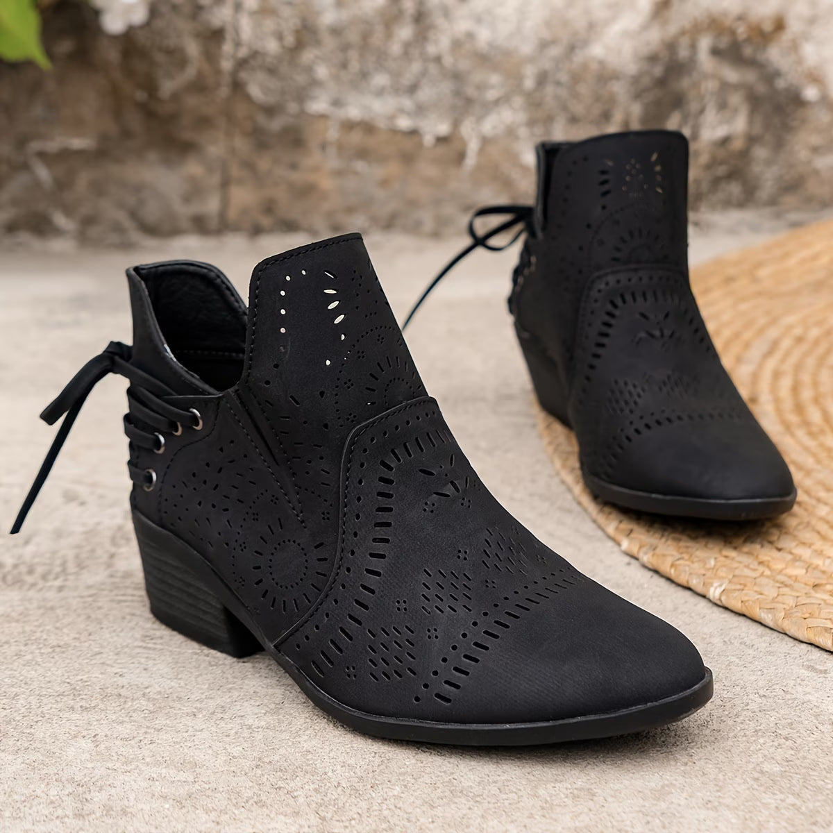 Women’s Cutout Lace-Up Ankle Booties