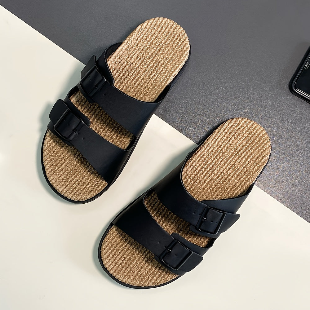 Herren-Komfort-Sandalen zum Hineinschlüpfen mit Doppelschnalle