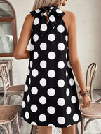 Women's Polka Dot Bow Back Swing Dress