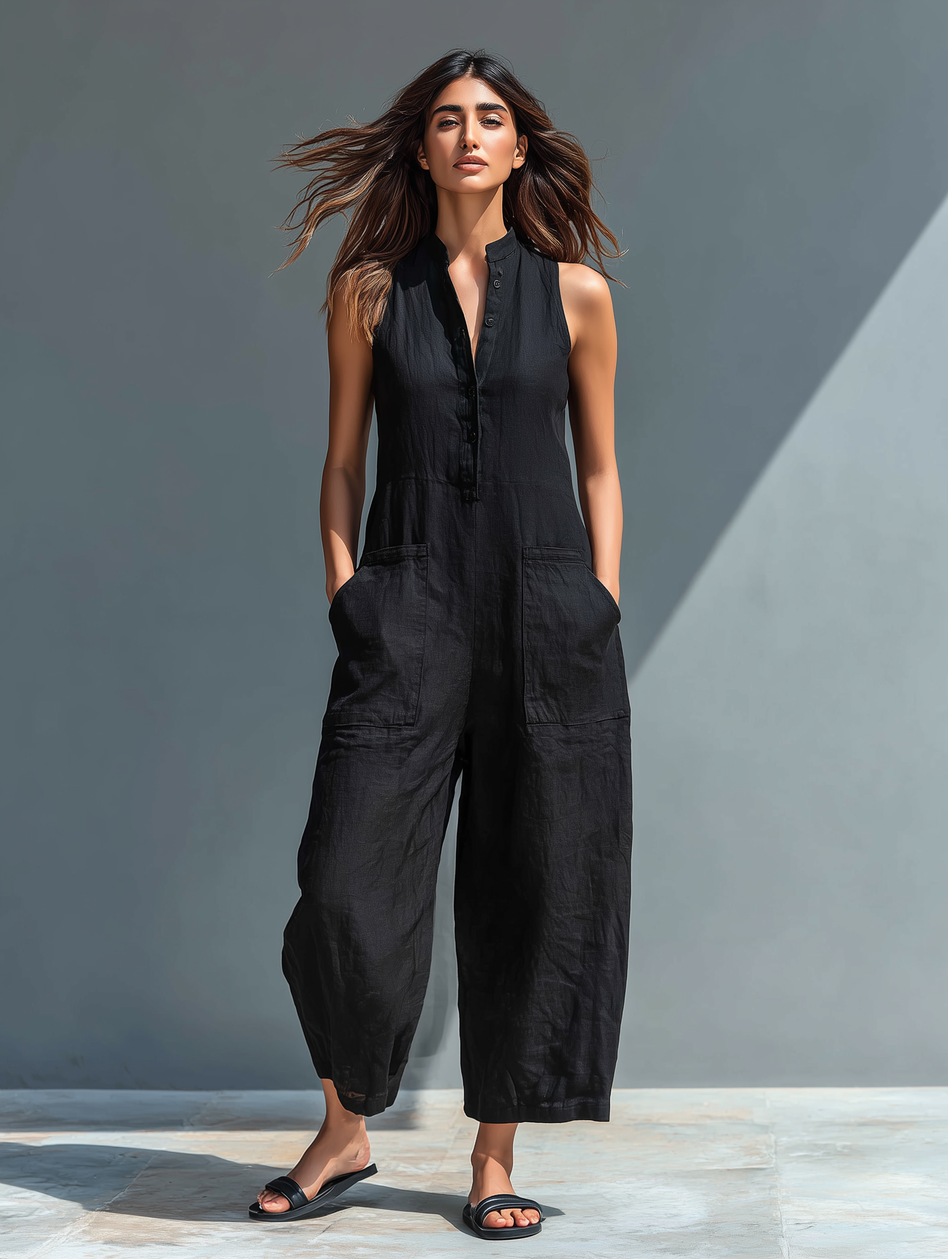 Utility-Jumpsuit für Damen mit weitem Bein