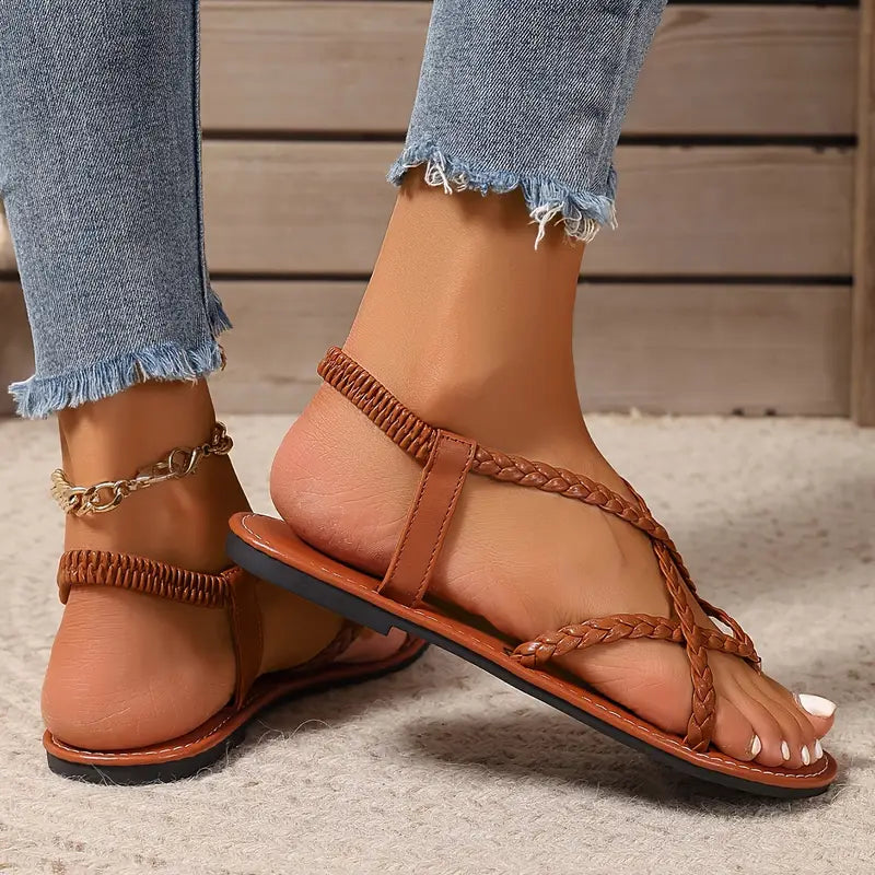 Damen Geflochtene Riemchensandalen mit leichter, flexibler Sohle