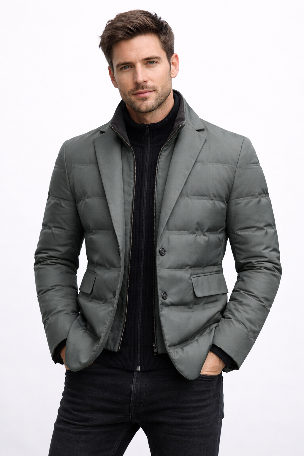 Herren-Steppblazer mit fallendem Revers