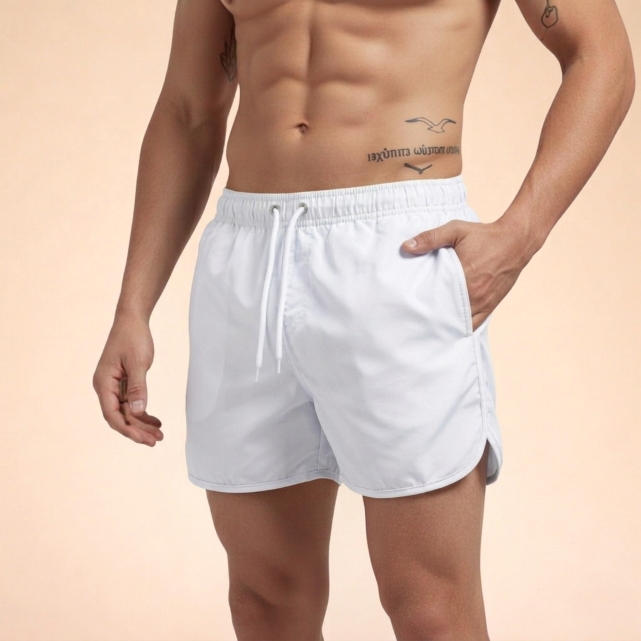 Men's Quick-Drying Swim Shorts with Drawstring Waist for Summer