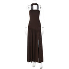 Damen Trägerloses Maxikleid mit Seitenschlitz und elegantem Kontrastdesign