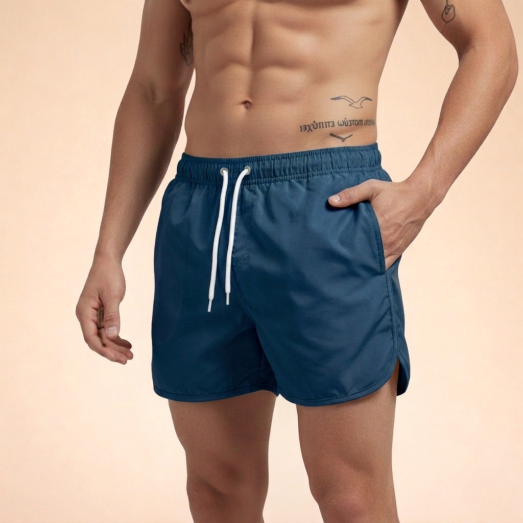 Men's Quick-Drying Swim Shorts with Drawstring Waist for Summer