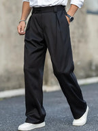 Men's Wide-Leg Trousers with Pleated Front for Smart Casual Comfort