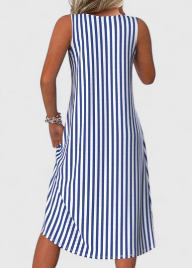 Women's Asymmetrical Stripe Midi Dress