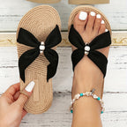 Naisten rusetilliset mukavat slip-on-sandaalit