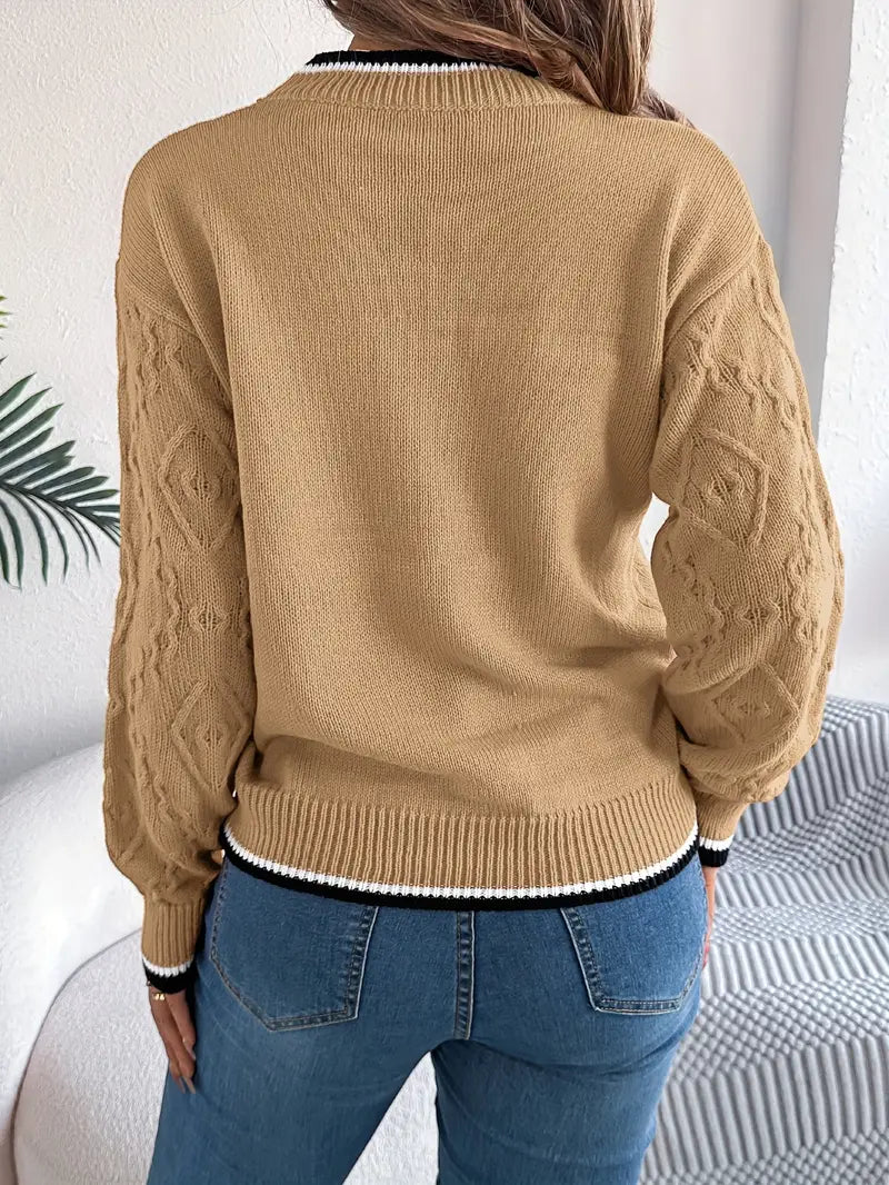 Women’s Textured Knit Crew Neck Sweater