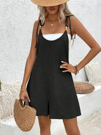 Women’s Relaxed Sleeveless Playsuit with Tie Straps and Loose Fit