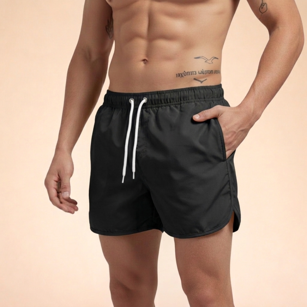 Men's Quick-Drying Swim Shorts with Drawstring Waist for Summer