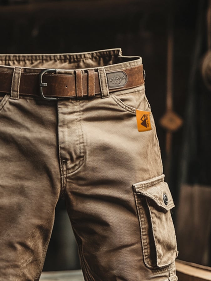 Men's Cargo Shorts with Multiple Pockets and Adjustable Waistband
