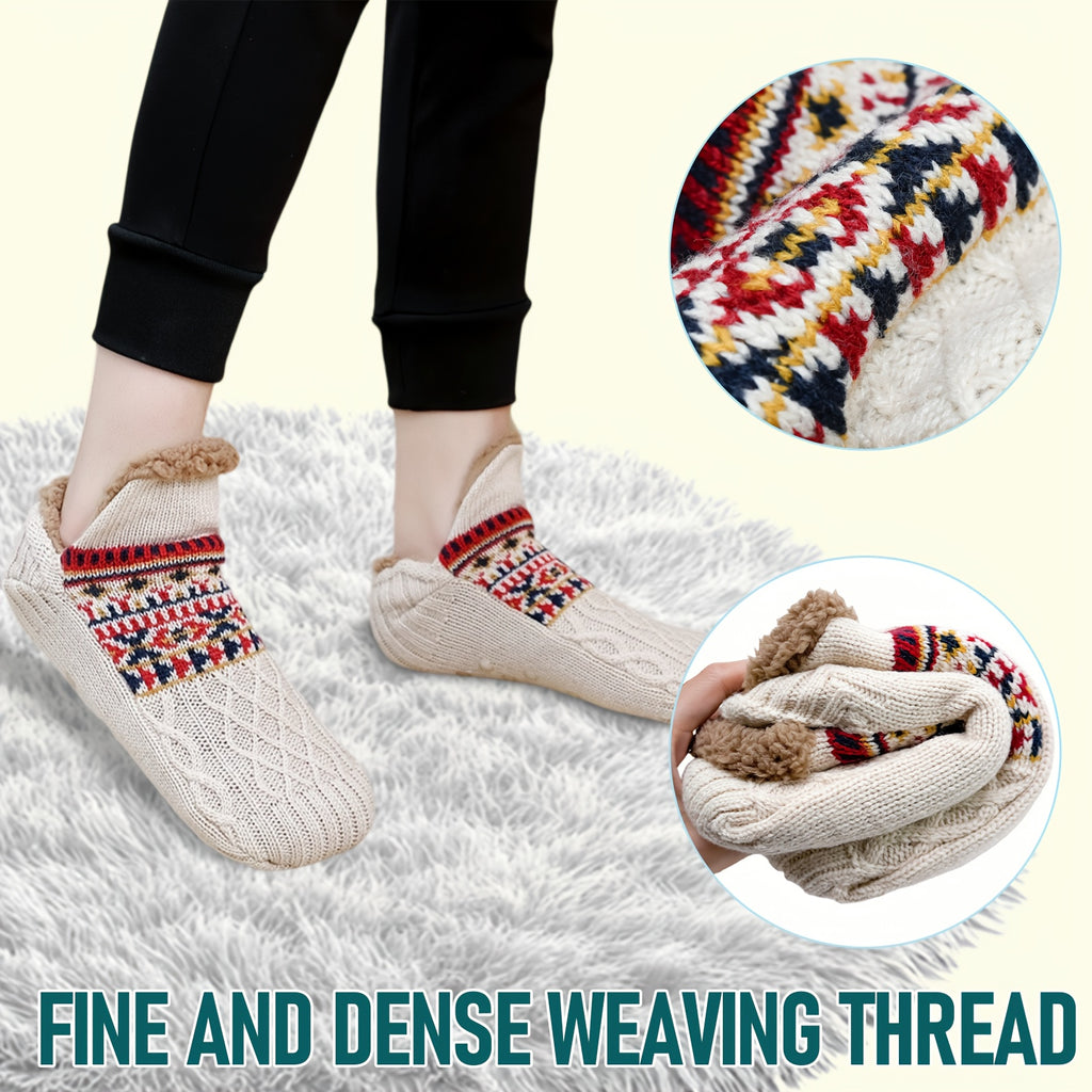 Men’s Fair Isle Knit Winter Slipper Socks