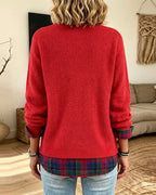 Women’s Plaid Trim Layered Sweater