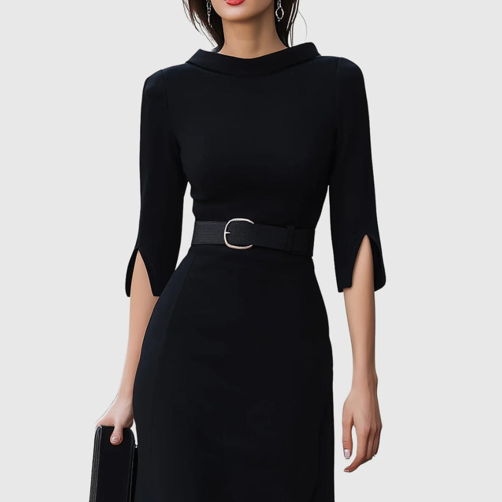 Elegantes Midikleid für Damen mit Gürtel und tailliertem Schnitt für zeitlosen Stil
