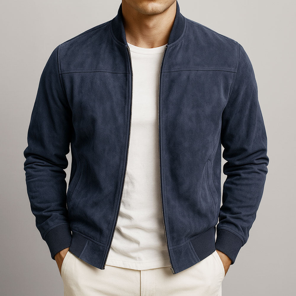 Blouson aviateur classique en daim pour homme